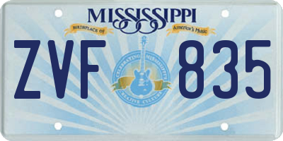 MS license plate ZVF835