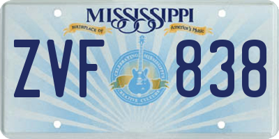 MS license plate ZVF838