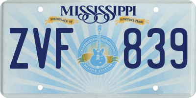 MS license plate ZVF839