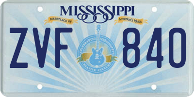 MS license plate ZVF840