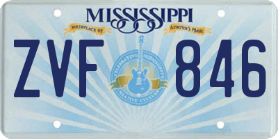 MS license plate ZVF846