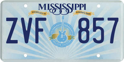 MS license plate ZVF857