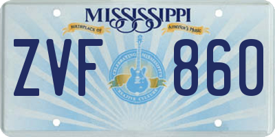 MS license plate ZVF860