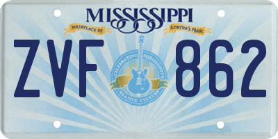 MS license plate ZVF862