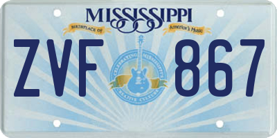MS license plate ZVF867