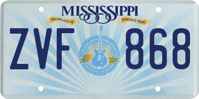 MS license plate ZVF868