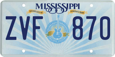 MS license plate ZVF870