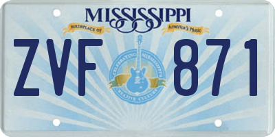 MS license plate ZVF871