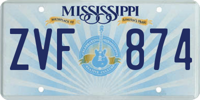 MS license plate ZVF874