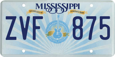 MS license plate ZVF875