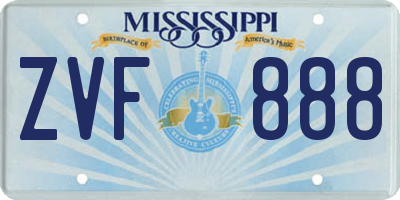 MS license plate ZVF888