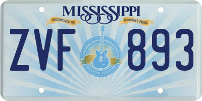 MS license plate ZVF893