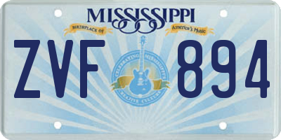 MS license plate ZVF894