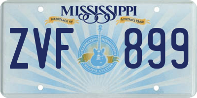MS license plate ZVF899