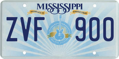 MS license plate ZVF900