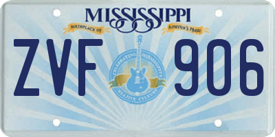 MS license plate ZVF906