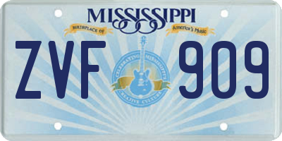 MS license plate ZVF909