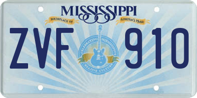 MS license plate ZVF910
