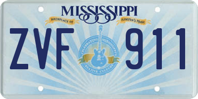 MS license plate ZVF911