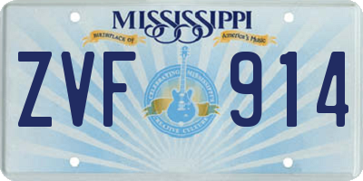 MS license plate ZVF914