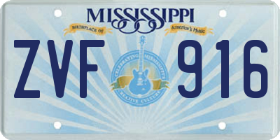 MS license plate ZVF916