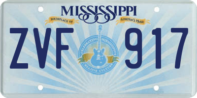 MS license plate ZVF917