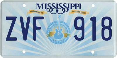 MS license plate ZVF918