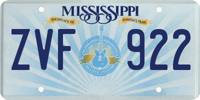 MS license plate ZVF922