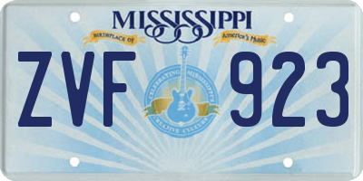 MS license plate ZVF923