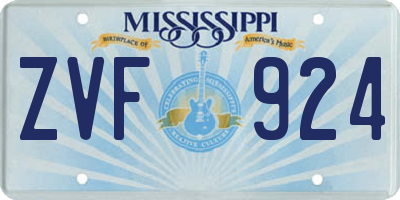MS license plate ZVF924
