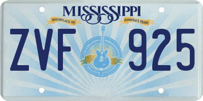 MS license plate ZVF925