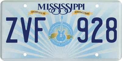 MS license plate ZVF928