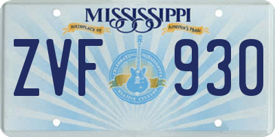 MS license plate ZVF930