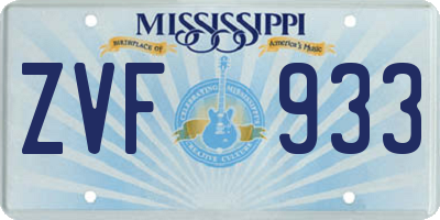 MS license plate ZVF933