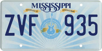 MS license plate ZVF935