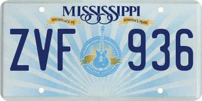 MS license plate ZVF936