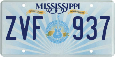 MS license plate ZVF937