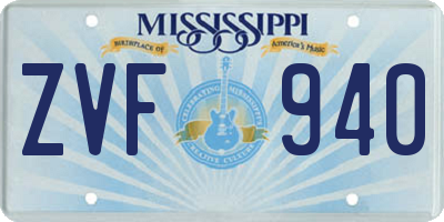 MS license plate ZVF940