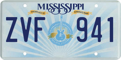 MS license plate ZVF941