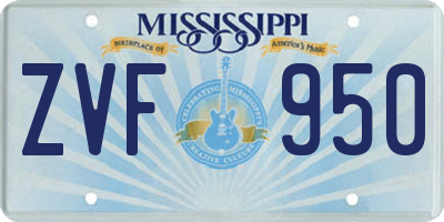 MS license plate ZVF950