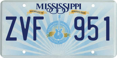 MS license plate ZVF951
