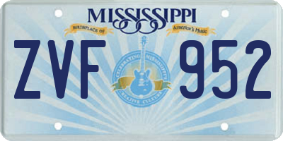 MS license plate ZVF952