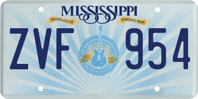 MS license plate ZVF954