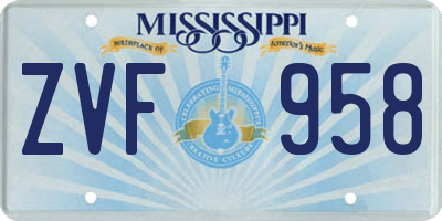 MS license plate ZVF958