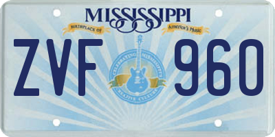 MS license plate ZVF960