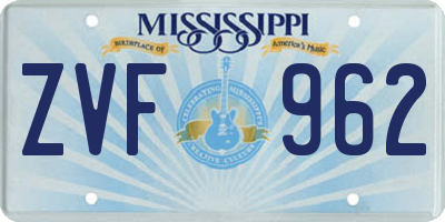 MS license plate ZVF962