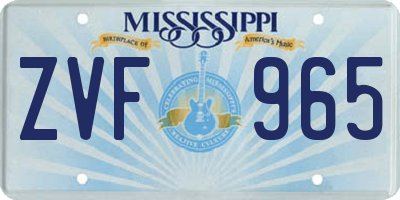 MS license plate ZVF965