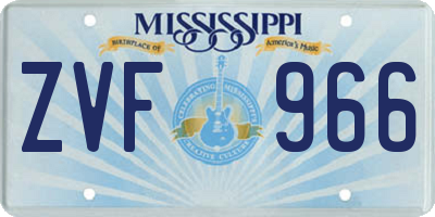 MS license plate ZVF966