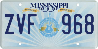 MS license plate ZVF968