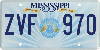 MS license plate ZVF970